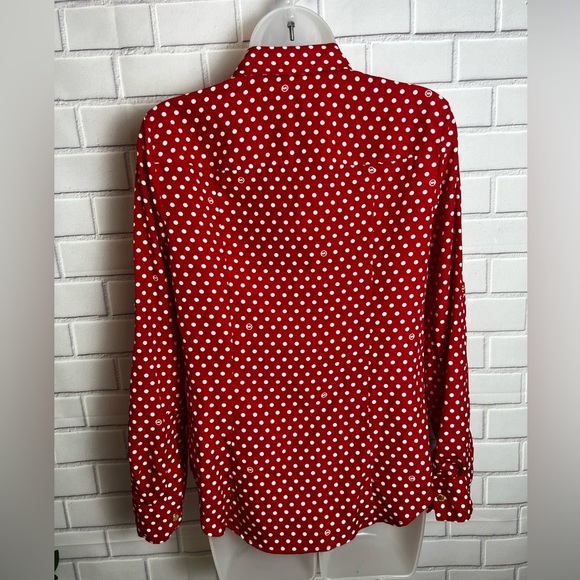 MICHAEL KORS dot print zip front red shirt / size S - Picture 6 of 14